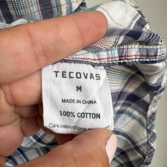 Tecovas Men's Shirt Medium Plaid Pearl Snap Button Down Western Cowboy Rodeo - Picture 7 of 14